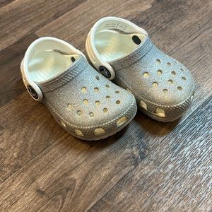 Silver Sparkly Crocs